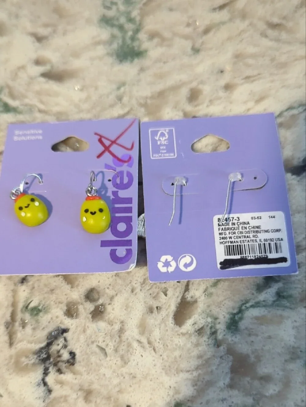 Claire's Yellow Fruit and Multicolor Rainbow Kids Earrings Set Both Pair